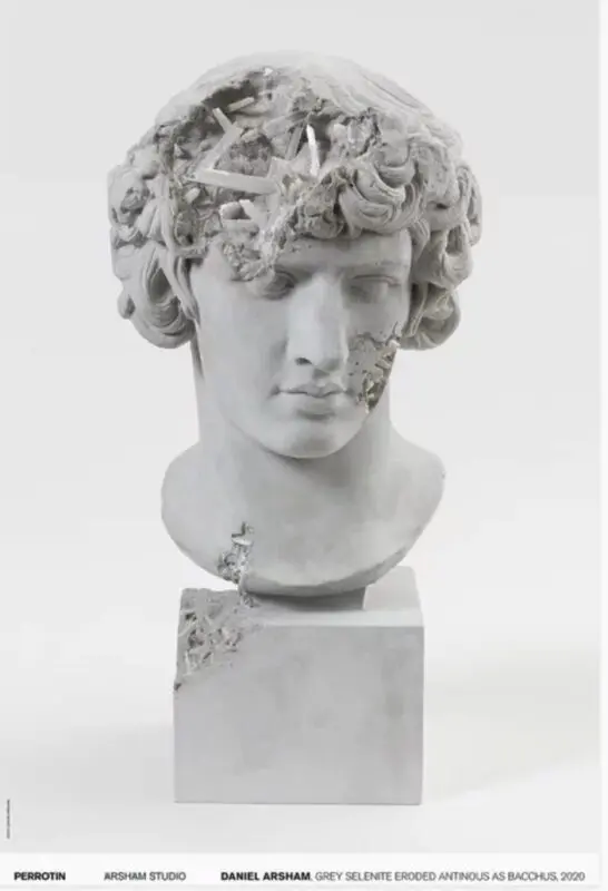 daniel arsham: impression offset / grey selenite eroded antinous as bacchus