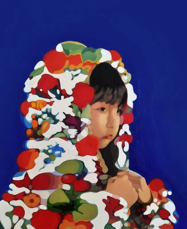 Floral puffer lithograph