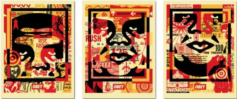 obey 3 face collage