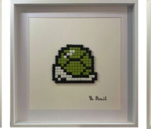 blue green red shell, mosaic triptych, unique piece