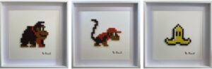 donkey didi banana, mosaïque,triptyque pièce unique